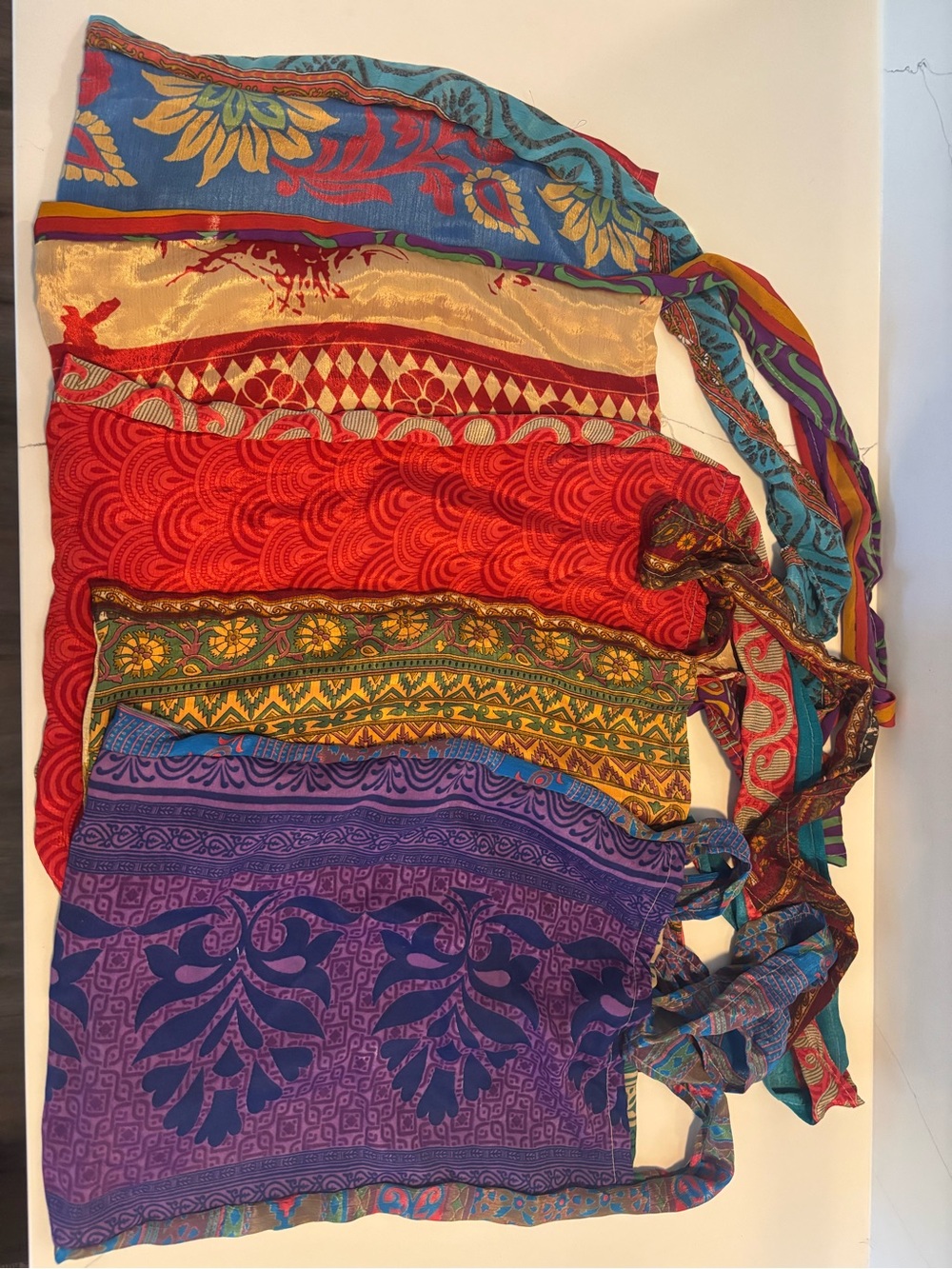 5 Raj Silk Sari Boho Tote/Gift Bags.